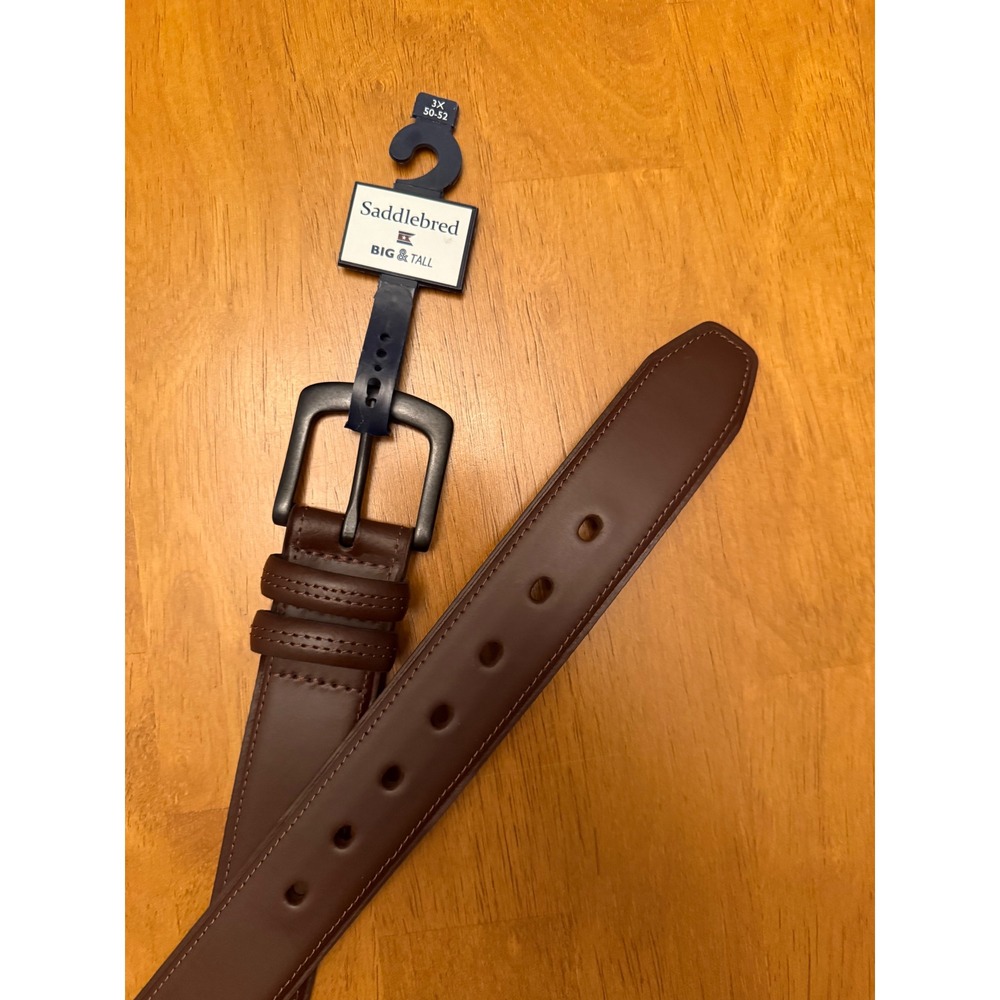 Saddlebred Mens Big & Tall Brown Leather Belt 3X 50-52